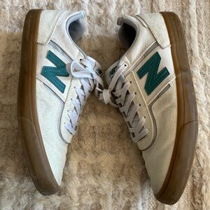 New Balance Cream and Teal Sneakers with Gum Sole